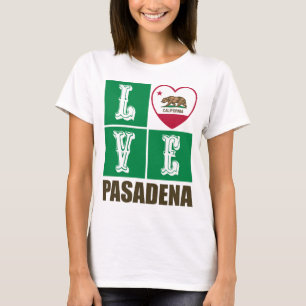 California Republic State Flag Heart Pasadena T-Shirt