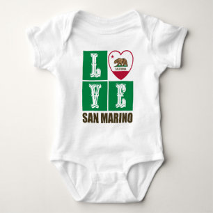 California Republic State Flag Heart San Marino Baby Bodysuit
