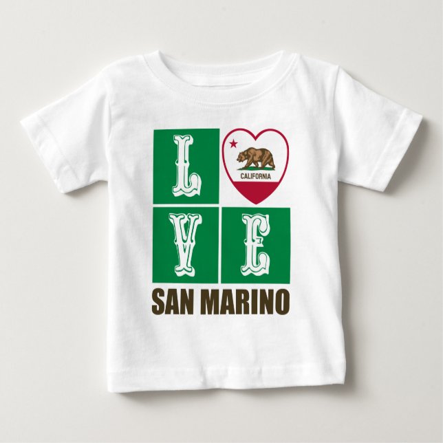 California Republic State Flag Heart San Marino Baby T-Shirt (Front)