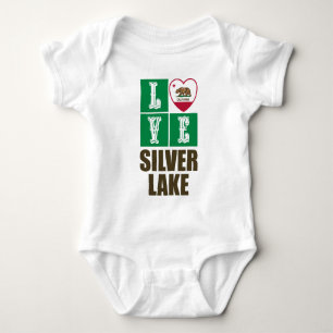 California Republic State Flag Heart Silver Lake Baby Bodysuit