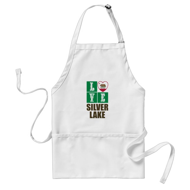 California Republic State Flag Heart Silver Lake Standard Apron (Front)
