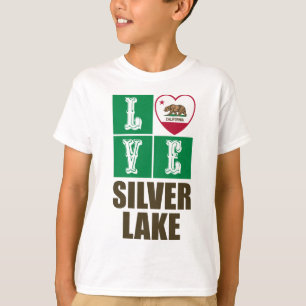 California Republic State Flag Heart Silver Lake T-Shirt