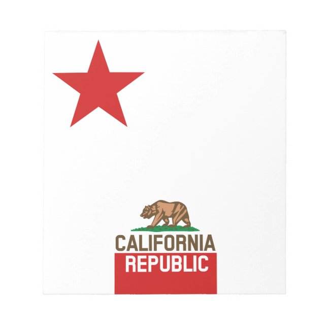 CALIFORNIA REPUBLIC State Flag Large Star Design Notepad (Front)