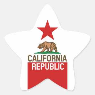 CALIFORNIA REPUBLIC State Flag Large Star Design Star Sticker