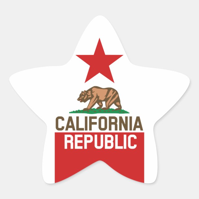 CALIFORNIA REPUBLIC State Flag Large Star Design Sticker (Front)