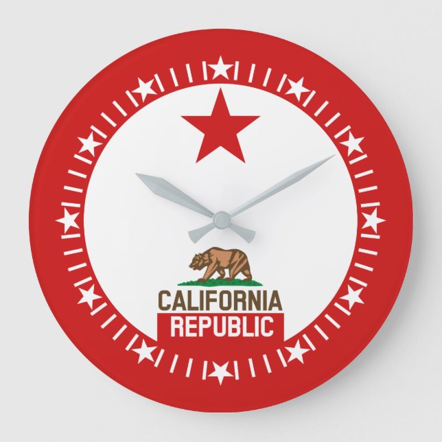 California Republic State Flag Large Star Dial Clock (Front)