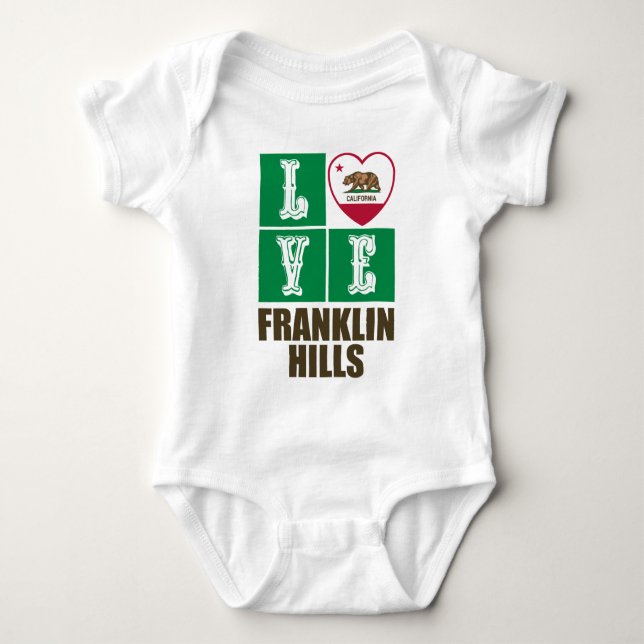 California Republic State Flag Love Franklin Hills Baby Bodysuit (Front)