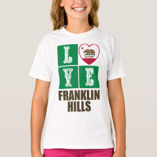 California Republic State Flag Love Franklin Hills T-Shirt