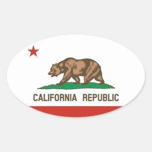California Republic State Flag Oval Sticker
