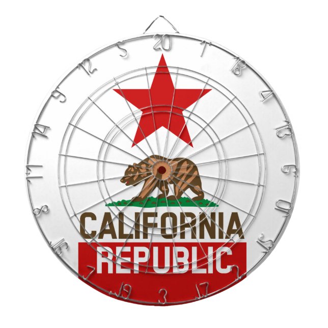 CALIFORNIA REPUBLIC State Flag Red Star Dartboard (Front)