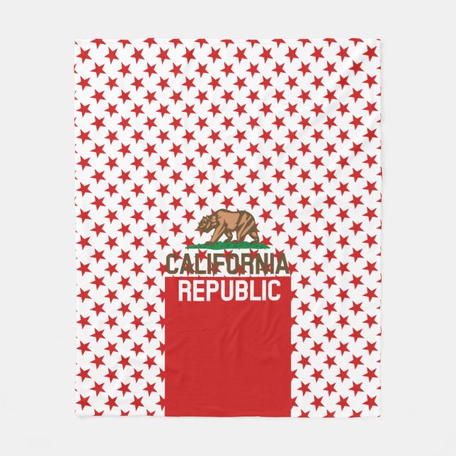 CALIFORNIA REPUBLIC State Flag Red Star Design Fleece Blanket (Front)