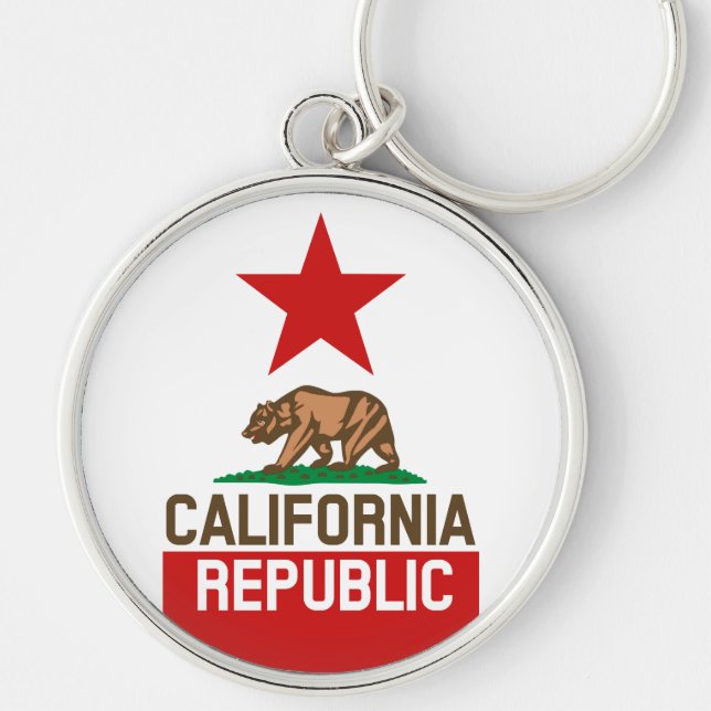 CALIFORNIA REPUBLIC State Flag Red Star Design Key Ring (Front)