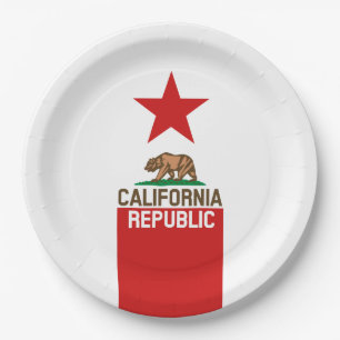 CALIFORNIA REPUBLIC State Flag Red Star Design Paper Plate