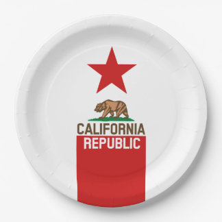 CALIFORNIA REPUBLIC State Flag Red Star Design Paper Plate