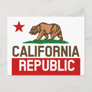 CALIFORNIA REPUBLIC State Flag Red Star Postcard