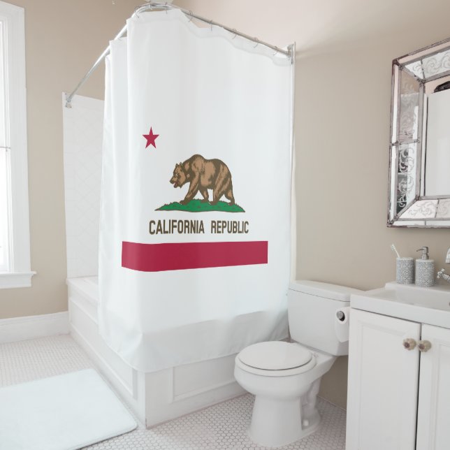 California Republic state flag shower curtain (In Situ)