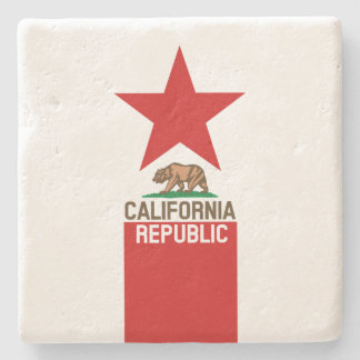CALIFORNIA REPUBLIC State Flag Star Stone Coaster