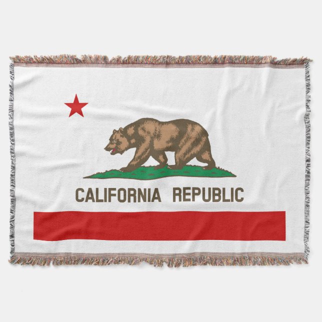 California Republic State Flag Throw Blankets (Front)