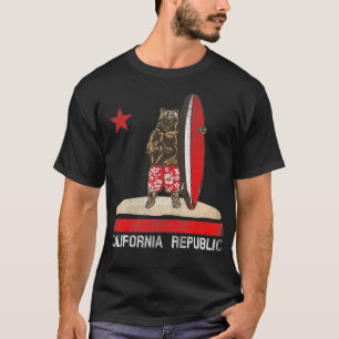 California Republic State Surfer Bear Surfing T-Shirt