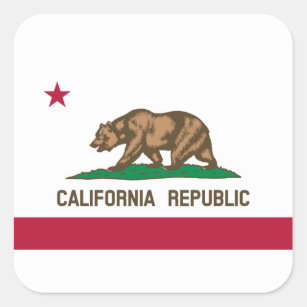 California Republic United States State Flag Square Sticker