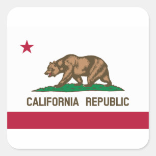 California Republic United States State Flag Square Sticker