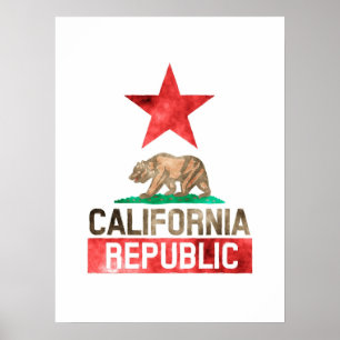 California  Republic Watercolor Poster