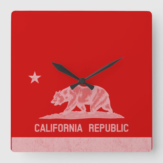 California Republic (White) Square Wall Clock (Front)