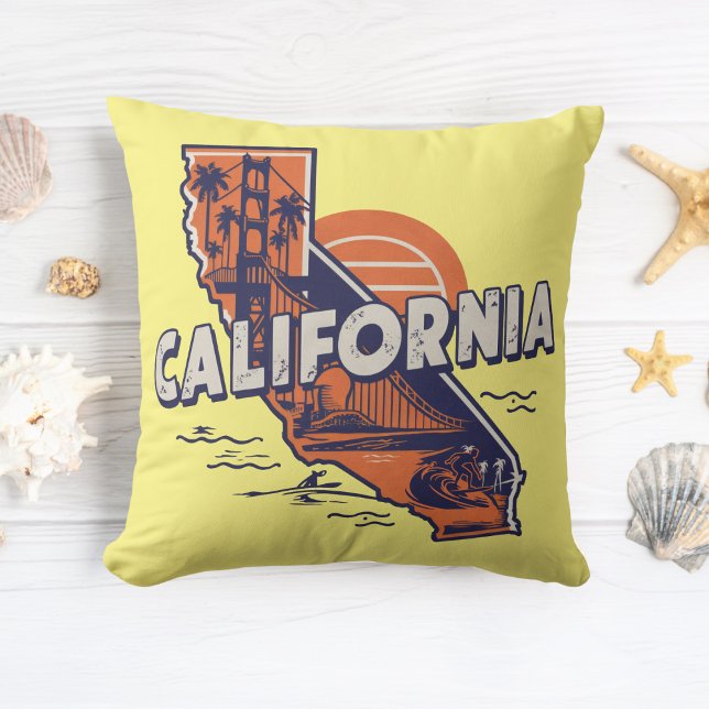 California Retro State Silhouette Cushion (Creator Uploaded)