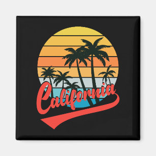 California Retro Sunset And Palm Trees Magnet