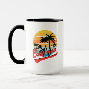 California Retro Sunset And Palm Trees Mug