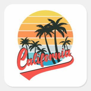 California Retro Sunset Sticker