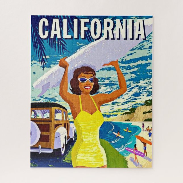 California Retro Surfer Girl Puzzle (Vertical)