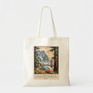 California Road Trip Vintage 3D Textured Landscape Tote Bag