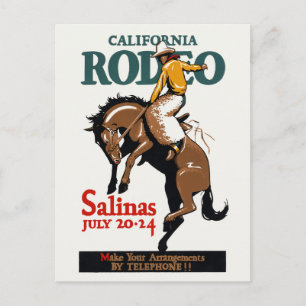 California Rodeo Salinas USA 1930s Vintage Poster Postcard
