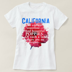 California Romantic Beautiful Poppies Patriotic  T-Shirt