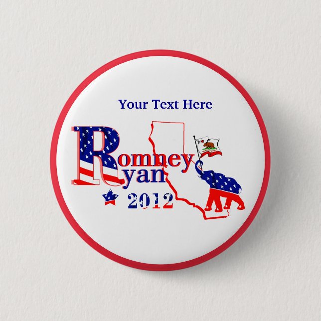 California Romney and Ryan 2012 Button - Customise (Front)