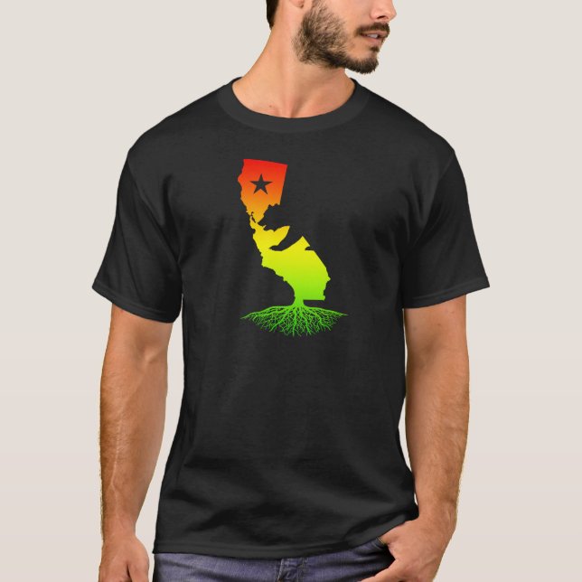 California Roots (Rasta surfer colours) T-Shirt (Front)