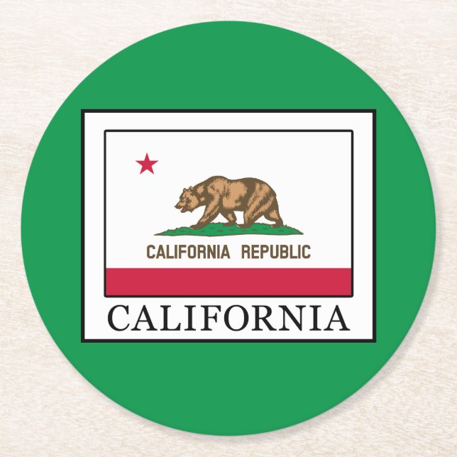 California Round Paper Coaster (Front)