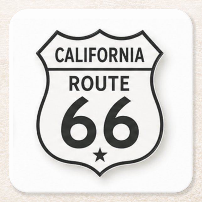 California Route 66 Retro White Shield Coaster (Front)