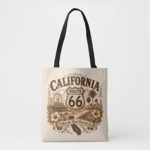 California Route 66 Where The Road Meets The Sea Tote Bag