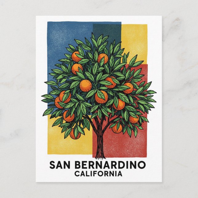 California San Bernardino Orange Tree Postcard (Front)