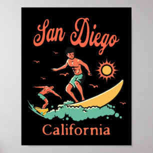 California San Diego Ca Surfer Surfing Beach Vacat Poster