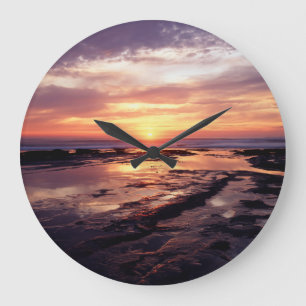 California, San Diego, Sunset Cliffs, Sunset 3 Large Clock