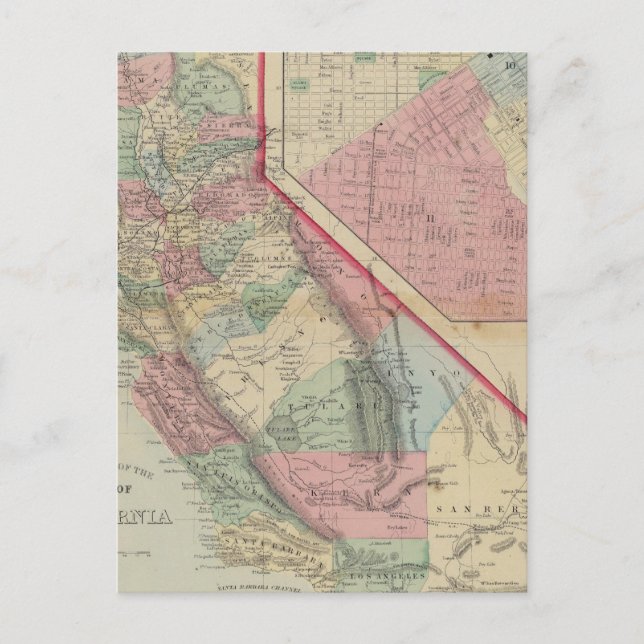 California, San Francisco Map by Mitchell Postcard (Front)