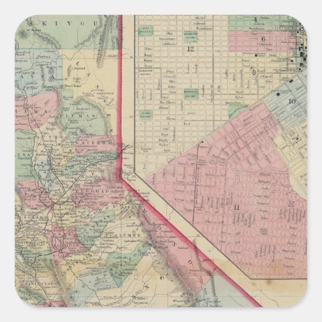 California, San Francisco Map by Mitchell Square Sticker (Front)