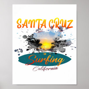 California Santa Cruz Surfing Poster