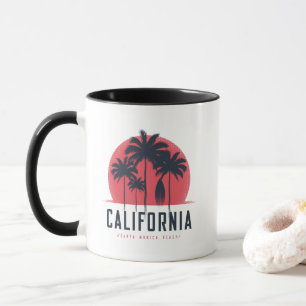 California Santa Monica Beach Retro Palm Tree Mug