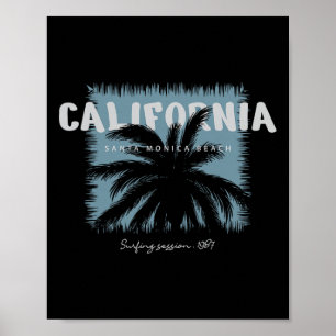 California Santa Monica Beach Surfing Session 1987 Poster