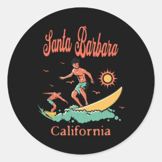 California Santa Rra Ca Surfer Surfing Beach Vacat Classic Round Sticker
