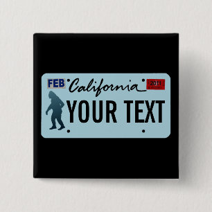 California Sasquatch License Plate 15 Cm Square Badge